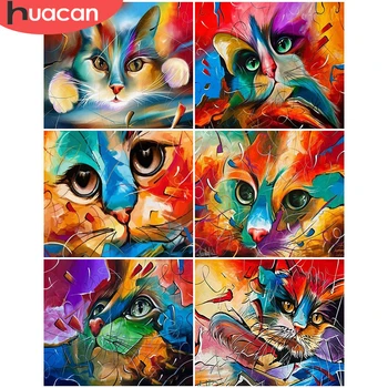 

HUACAN Painting By Number Animal Drawing On Canvas Gift DIY Pictures By Numbers Cat Kits Hand Painted Paintings Art Home Decor