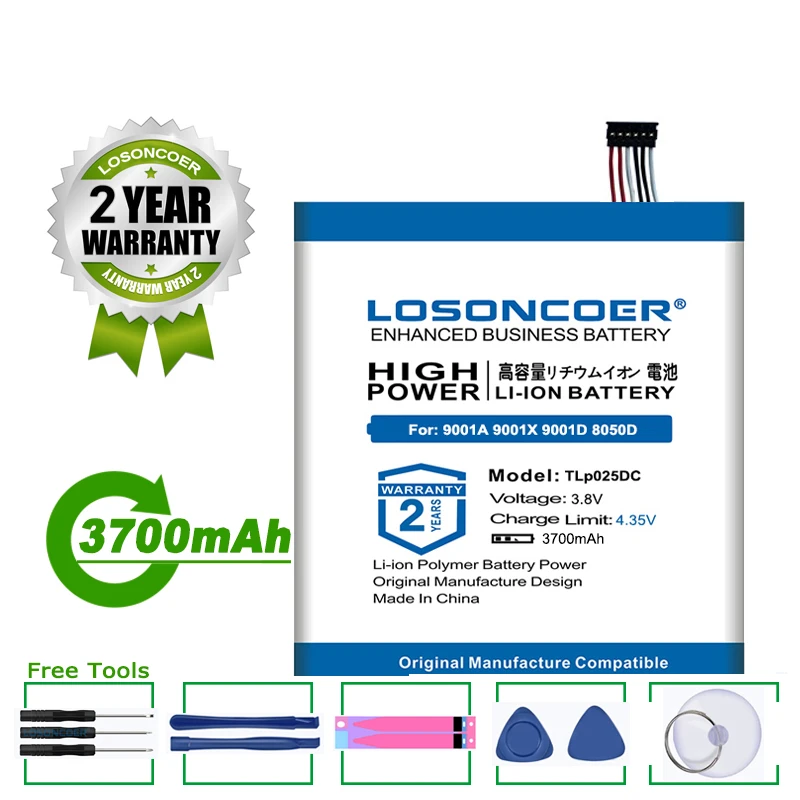 LOSONCOER 3700 мА/ч TLp025DC TLp025D2 Батарея для Alcatel Pixi 4 6 0 OT 9001A 9001X 9001D 8050D OT-8050 Мобильный