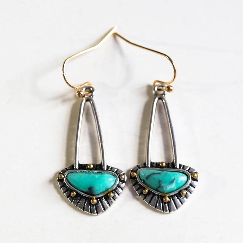 2021 Bohemian Ethnic Style Green Dangle Earrings For Women Tribal Jewelry Vintage Long Drop Earring Fashion Personality Gift