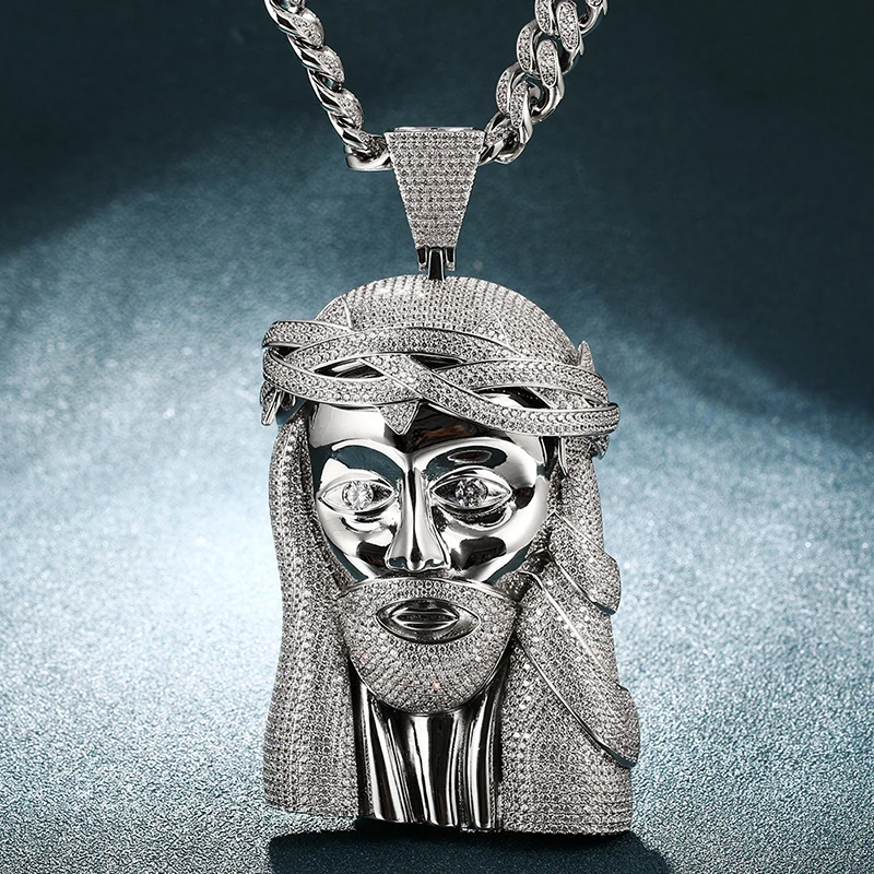 Plated Iced Out Big Jesus Piece Pendant Necklace Chain For Women Hip Hop  Big Iced Out Pendant Stainless Steel Necklace For Men - AliExpress