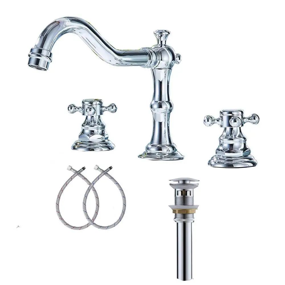 Chrome YifinessyiFaucet две ручки кран для ванной комнаты 3 отверстия 8-16 дюймов широко распространенный кран для раковины ванной комнаты - Цвет: Chrome