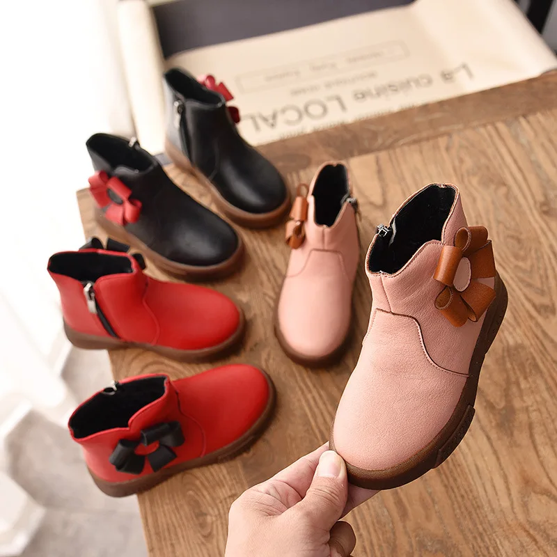 

Girls Boots Princess Shoes 2021 Winter children's shoes short boots leather boots children's snow boots cotton trend