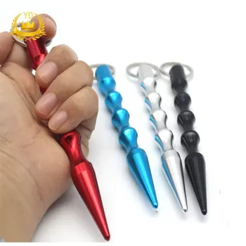 

Creative Black Metal Kubaton Keychain / Keyring Pair For Pressure Tip Self Defense YDHS
