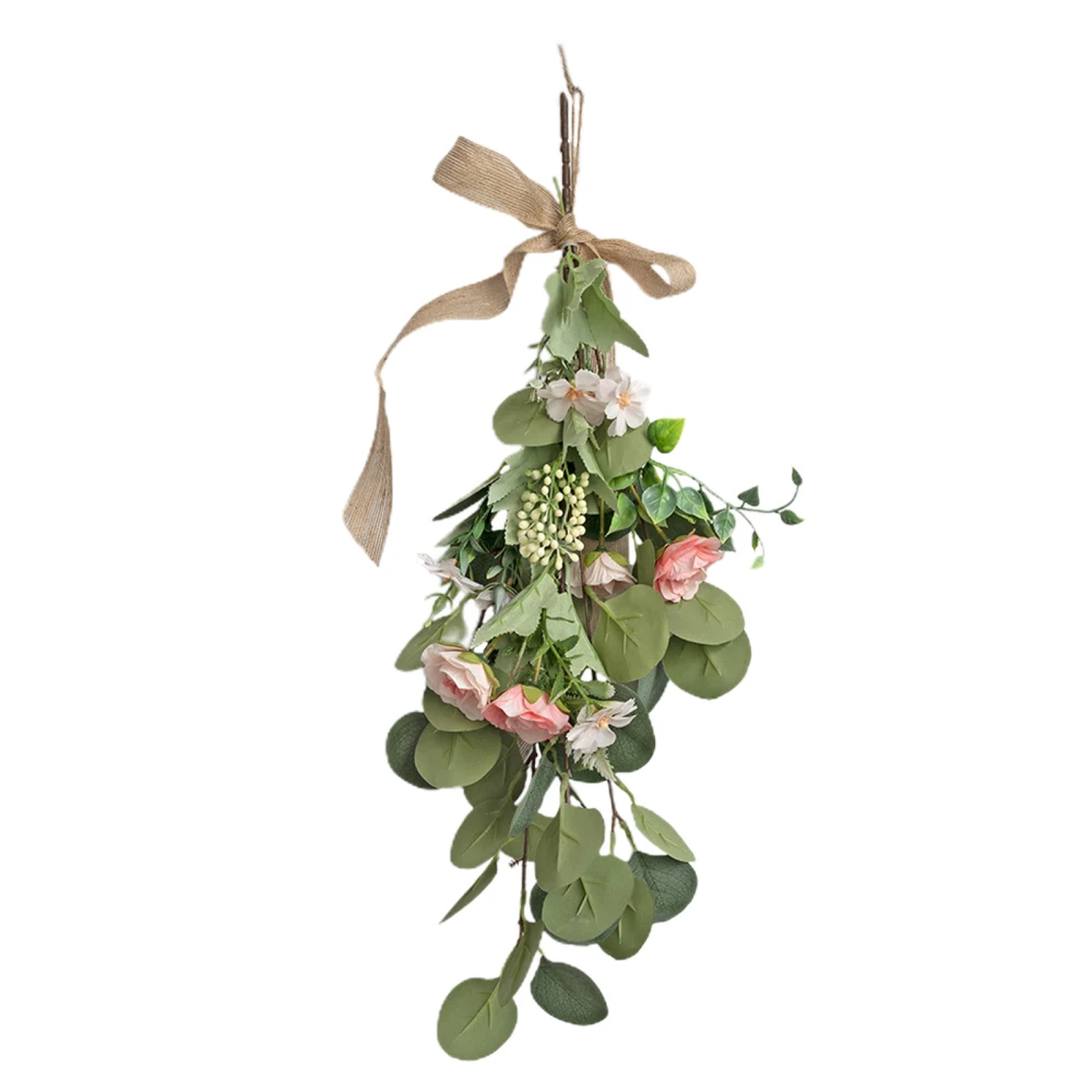 Peony Artificial Flower Wreath Upside Down Simulation Garland Silk Cloth Hanging Plastic 60cm