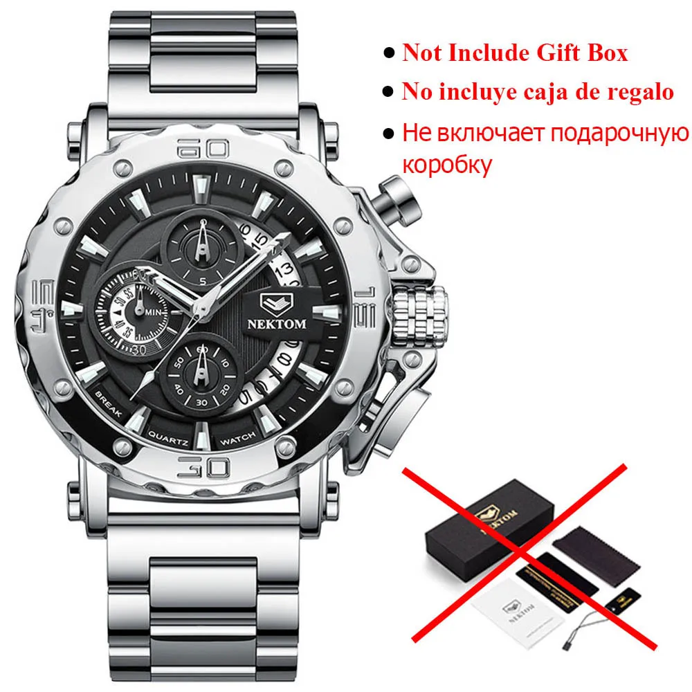 Casual Men Sport Watch Top Brand Stainless Steel Waterproof Chronograph Clock Fashion Business Men Wristwatch Gift for Men 