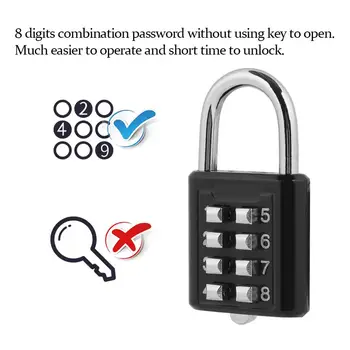 

8 Dial Digit Password Combination Padlock Zinc Alloy Suitcase Luggage Code Lock Mini Coded Keyed Anti-Theft Locks Cijfersloten