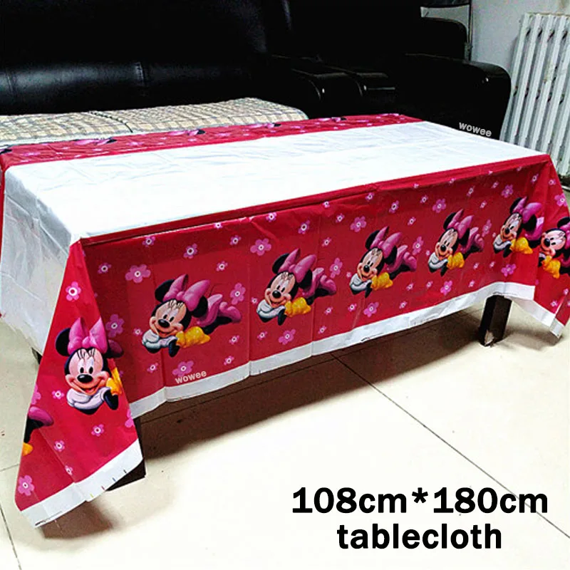 108180cm Tablecloth 10 шт./пакет Минни вечерние поставки питьевые Соломки с мультипликационным принтом на день рождения украшения Baby Shower тема праздничные сувениры детские штаны для мальчиков и девочек - Цвет: 108180cm Tablecloth