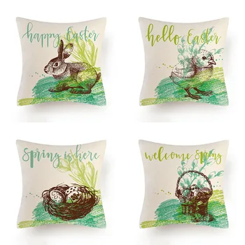 

watercolor Easter 2 PCS with flax home decor cushion cover geometriccushion covers for outdoor furniture