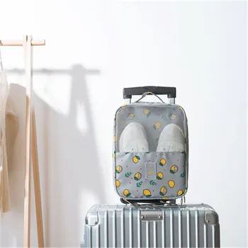 

gray lemon Oxford cloth Shoe Storage Bag Holds 3 Pair of Shoes for Travel and Daily Use shoe storage bag compartment organizes