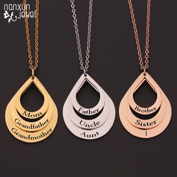

Family Jewelry pendant necklace Exquisite Elegant Custom Personalized Name Necklace Engrave 3 Names Dropshipping