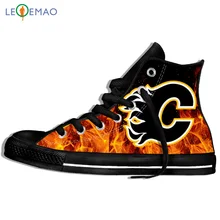 Кроссовки с принтом логотипа на заказ; удобные мужские кроссовки Calgary Flames унисекс на шнуровке с высоким берцем из парусины; Zapatos De Mujer; Уличная обувь