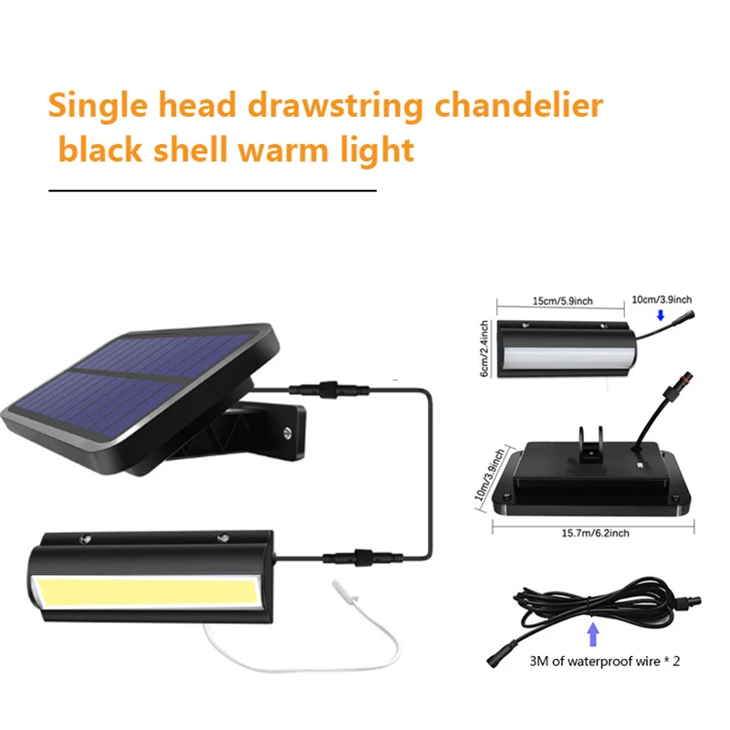 LED Solar Pendant Lights Indoor Outdoor Auto On Off Solar Lamp For Room Porch Balcony With Pull Switch And 3m Line Chandelier solar post cap lights