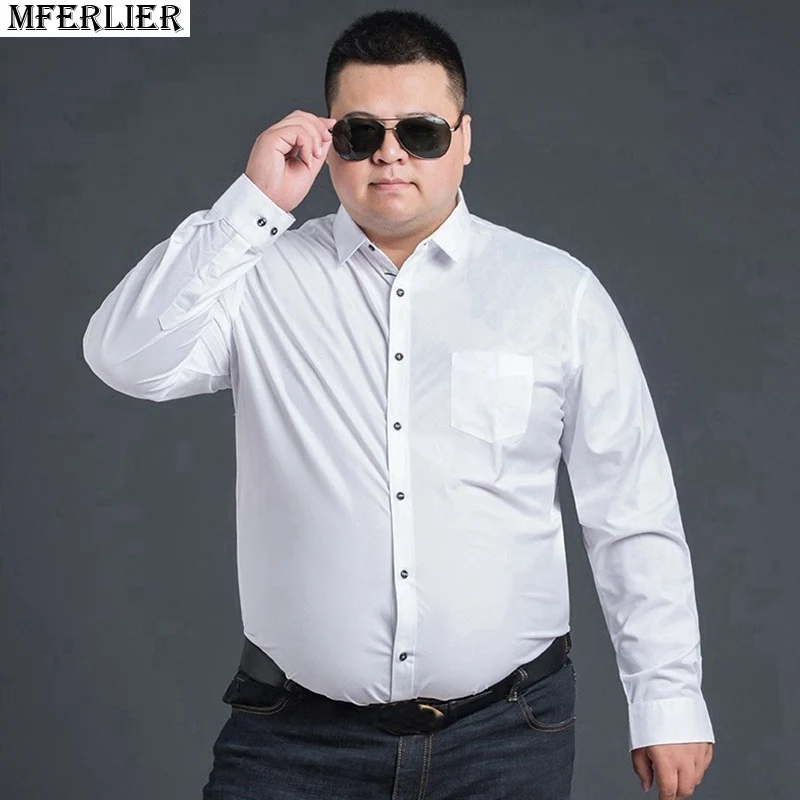 Skup Wysokiej jakości zima jesień mężczyźni plus rozmiar wielka sukienka koszula z długim rękawem 6XL 8XL 10XL 12XL formalne koszule do biura biznes granatowy