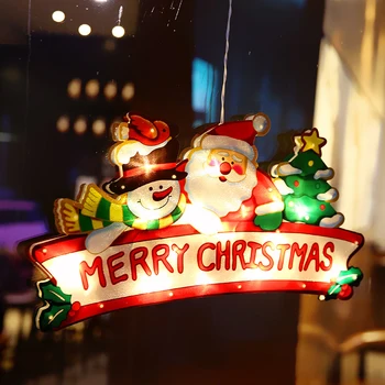 

Christmas Decor LED Suction Cup Window Hanging Lights Xmas Atmosphere Decor Scene Holiday Decor Lights 2021 New Year Decor