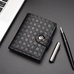 New Men's Wallet Commercial Affairs Short Purse Litchi Pattern Youth Cowhide Wallets Soft Skin Magnetic Buckle Money Clip Male