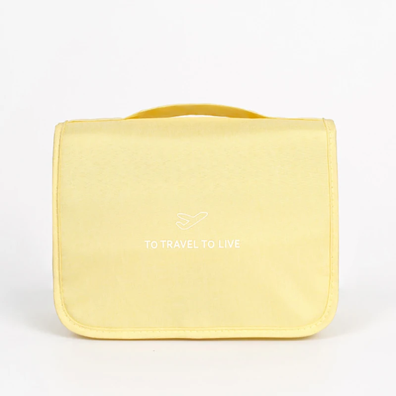 Hanging Travel Storage Zip Bag Cosmetic Luggage Organizer Makeup Bag Waterproof Toiletry Bags Women Men Travel Accessories Pouch - Color: Yellow