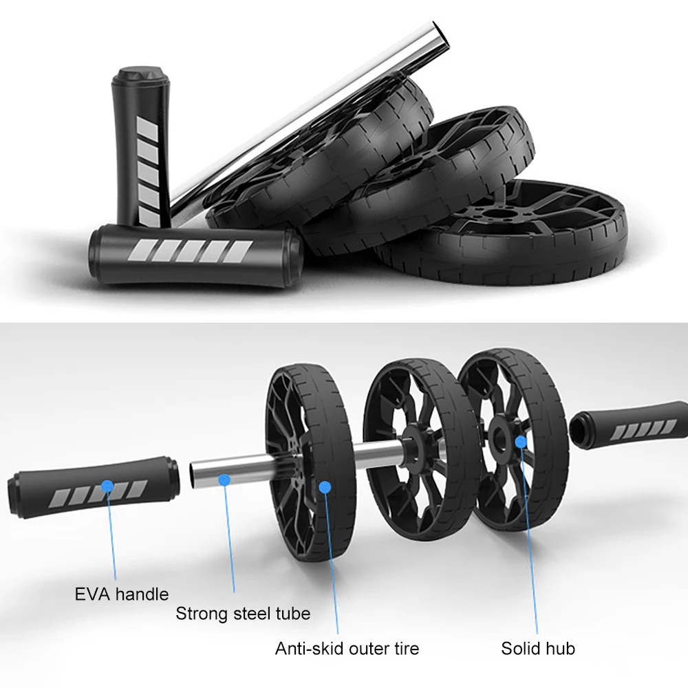 Abdominal Roller Home Office Gym Fitness Workout Equipment Exercise Roller Wheel with Knee Pad Body Shape Training Supplies