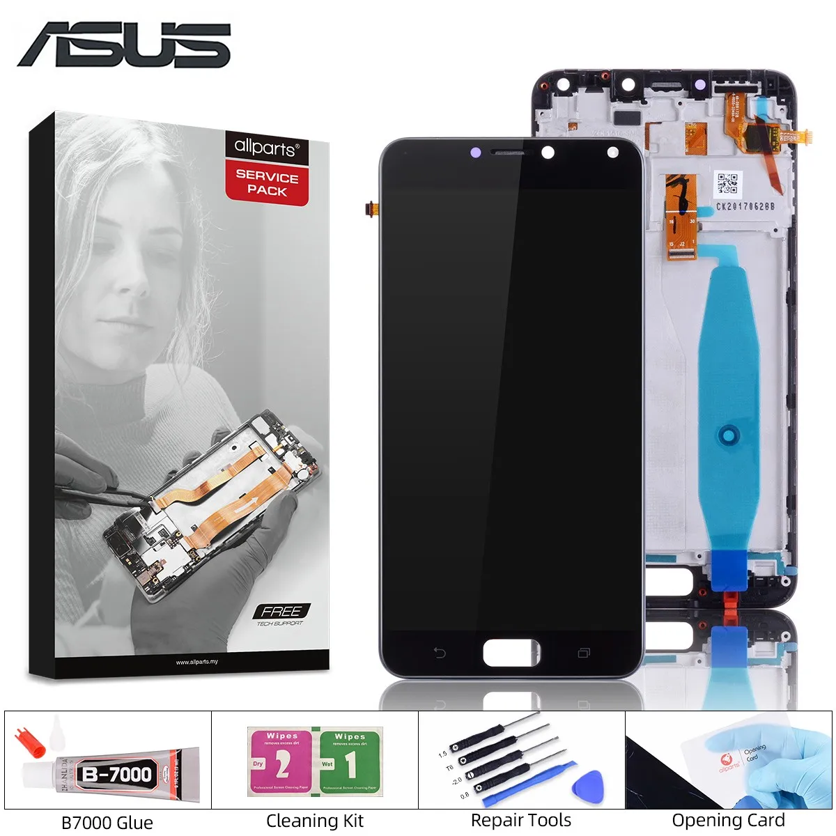 Дисплей для Asus Zenfone 4 Max ZC554KL X001D LCD в сборе с тачскрином на рамке 5.5'' черный белый