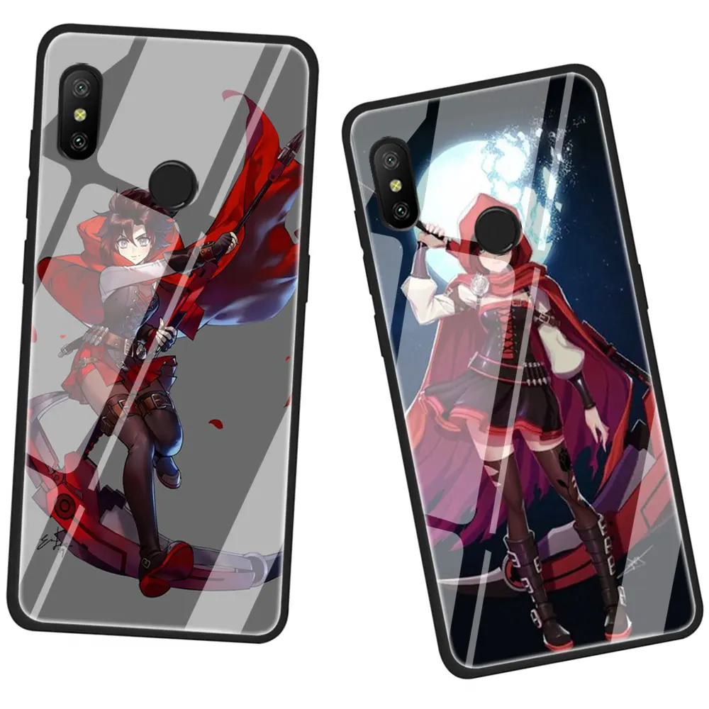 EWAU чехол для телефона из закаленного стекла с Аниме RWBY для Xiaomi mi 8 9 Red mi 4X 6A Note 5 6 7 Pro Pocophone F1