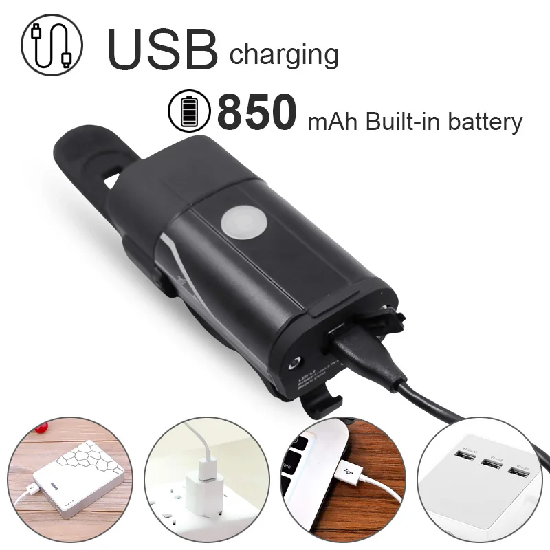 XM-L2 LED Bike Light USB Rechargeable Mountain Bike Front Light 4 Modes Mini Bicycle Headlight Cycling Lantern Head Lamp