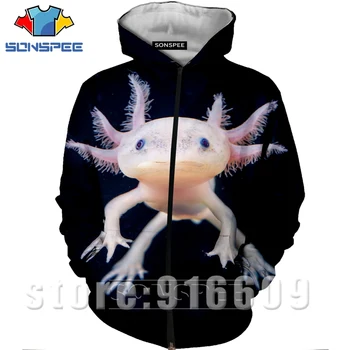 

New Women Men Coat 3D Print Animal Axolotl Hoodies Cosplay Jacket Top Sweatshirt Anime Harajuku Hoodie Hip Hop Zipper Rock Hoody