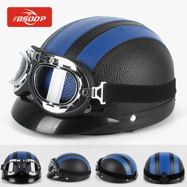 US $8.91 Motorcycle helmet + goggles scooter bicycle travel retro helmet For Harley-Davidson Street 750/Road