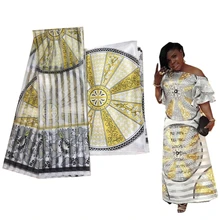 Африканская восковая стильная атласная шелковая ткань, органза, Шелковый материал, горячая Распродажа, африканская шелковая восковая ткань для женского платья