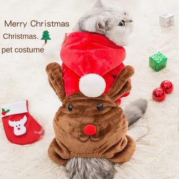 

Dog Clothing Cat Pet Costume Christmas Dress up Clothes Autumn and Winter Flannel Warm Dog Halloween Funny Pet Costume