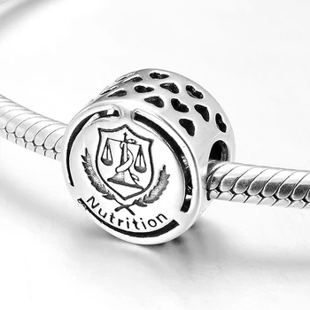 

Hight Quality 925 Sterling Silver Nutrition sign Career Fine Charm Beads Jewelry Making fits Original Pandora Charm Bracelets