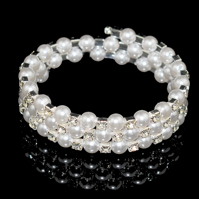 Bangle Bracelet Crystal Bracelets Elegant Crystal Pearl Bangles Gold Silver Plated Bracelet Women's Wristband Bridal Jewelry Party Gift
