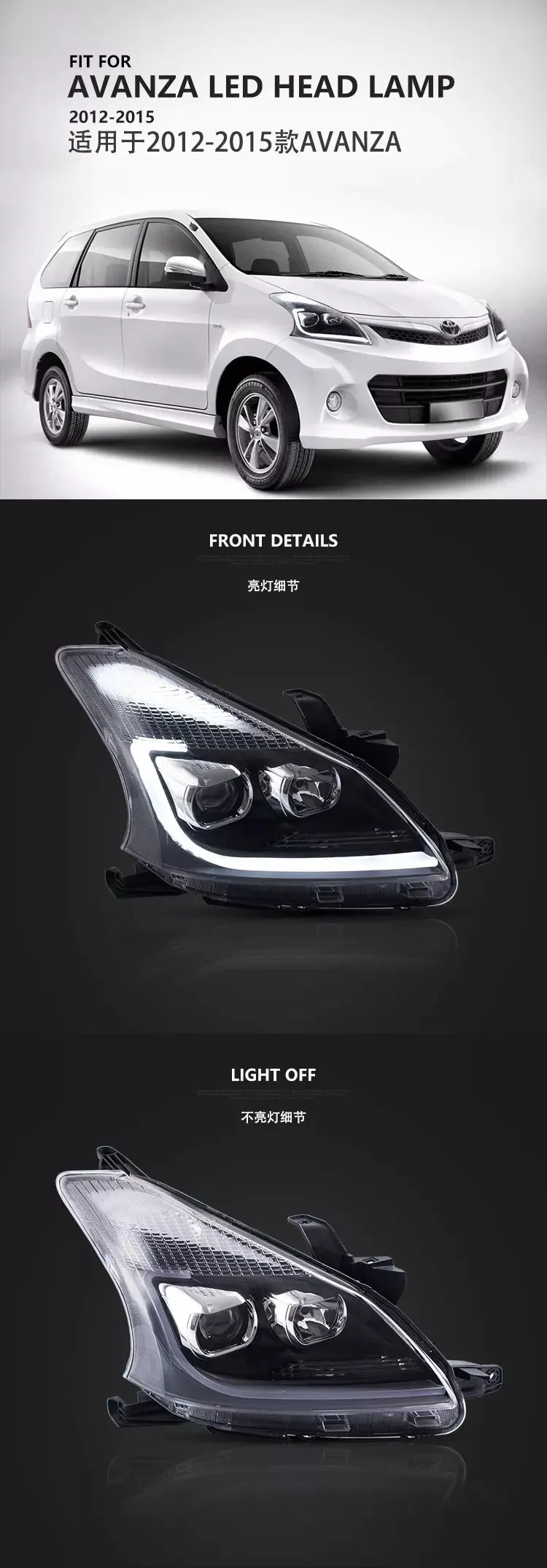 Автомобильный Стильный чехол на головную лампу для toyota AVANZA 2012- фары AVANZA светодиодный фонарь DRL двойной луч Биксенон HID