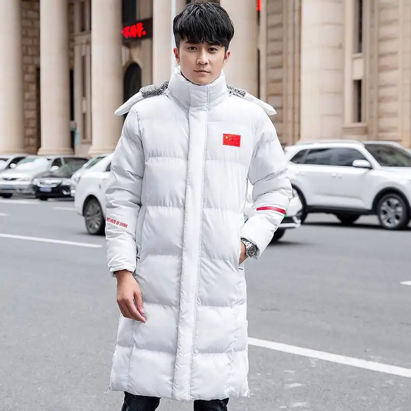 National Team down Jacket Cotton-padded Clothes Men And Women Parent And Child Mid-length over-the-Knee Coat plus Velvet Thick C