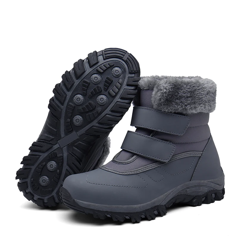 TYDZSMT/женские зимние ботинки; водонепроницаемые теплые плюшевые ботинки; новые женские зимние ботильоны на плоской подошве; модные женские ботинки из хлопка; - Цвет: Gray