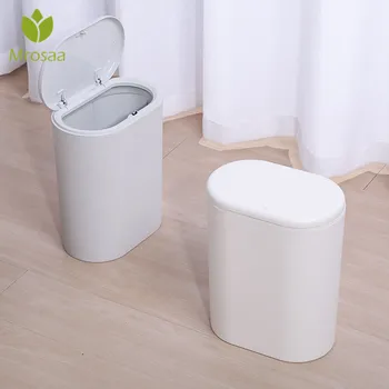 

Mrosaa Plastic Narrow Type Kitchen Trash Can Toilet Press Type Waste Bin Dustbin Bathroom Trash bin Basket Garbage Bucket