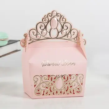 

10pcs/lot Little Prince Princess Candy Box Crown Twine Kids Baby Shower Party Chocolate Boxes Wedding Favors Supplies Gift Box