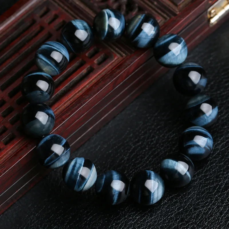 5A+ Lightning Blue Tiger Eye Bracelets Men Highest Quality Natural Stone Round Beads Elasticity Rope Bracelets for Women Jewelry - Image 4