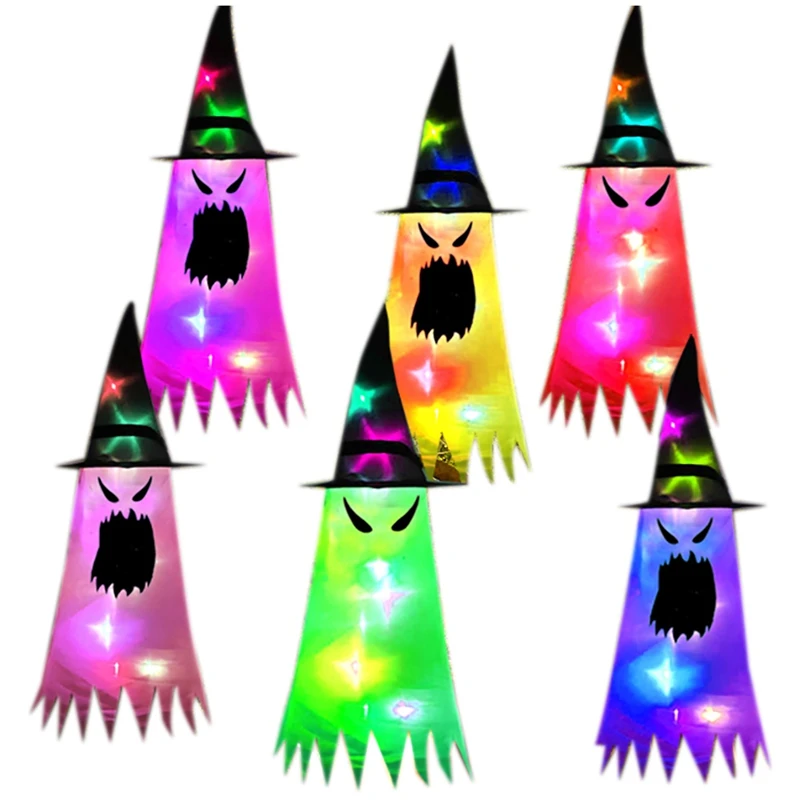 6X Glowing Halloween Holiday LED Lights That Can Be Worn On The Head Or As A Pendant Witch Hat Garden Wedding Decor | Дом и сад