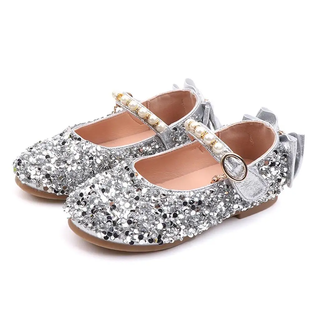 

Children Kids Girls Cute Children's shoes 2018 Summer new kids Crystal Bowknot Pearl Princess Dance Single Casual Shoes