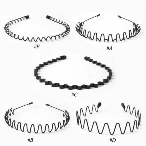 Serre tete Homme et Femme 6Pcs Élastique Bandeau Cheveux Cerceau Homme  Multi-style Hair Band for Sport Noir Unisexe Headband