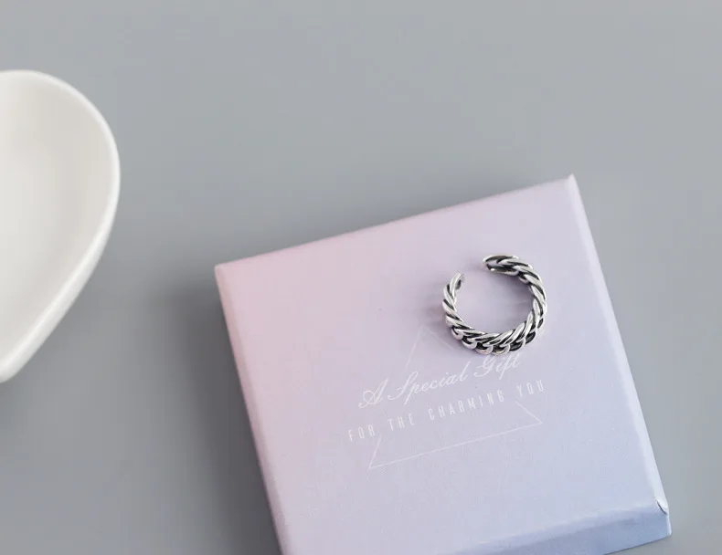 Buddha Ring Vintage 925 Sterling Silver Retor Design Heavy Duty Cuban Link Eternity Band Open Twisted Curb Chain Unisex Ring
