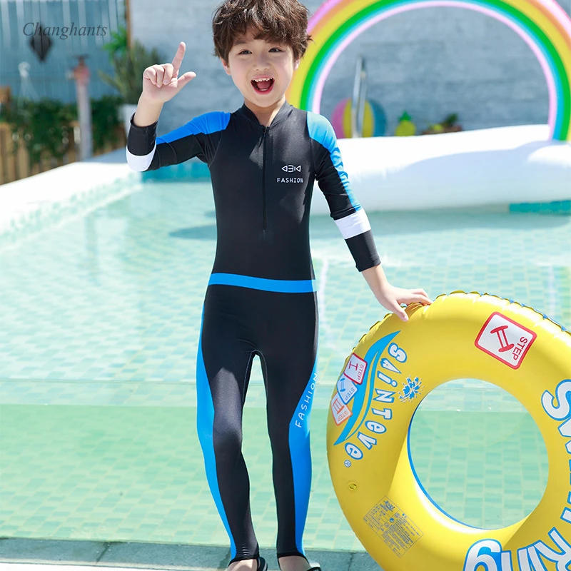 new Boy long sleeve Rash Guard Children one piece swimsuit little boy surfing wear child bathing Suits boy's summer wear