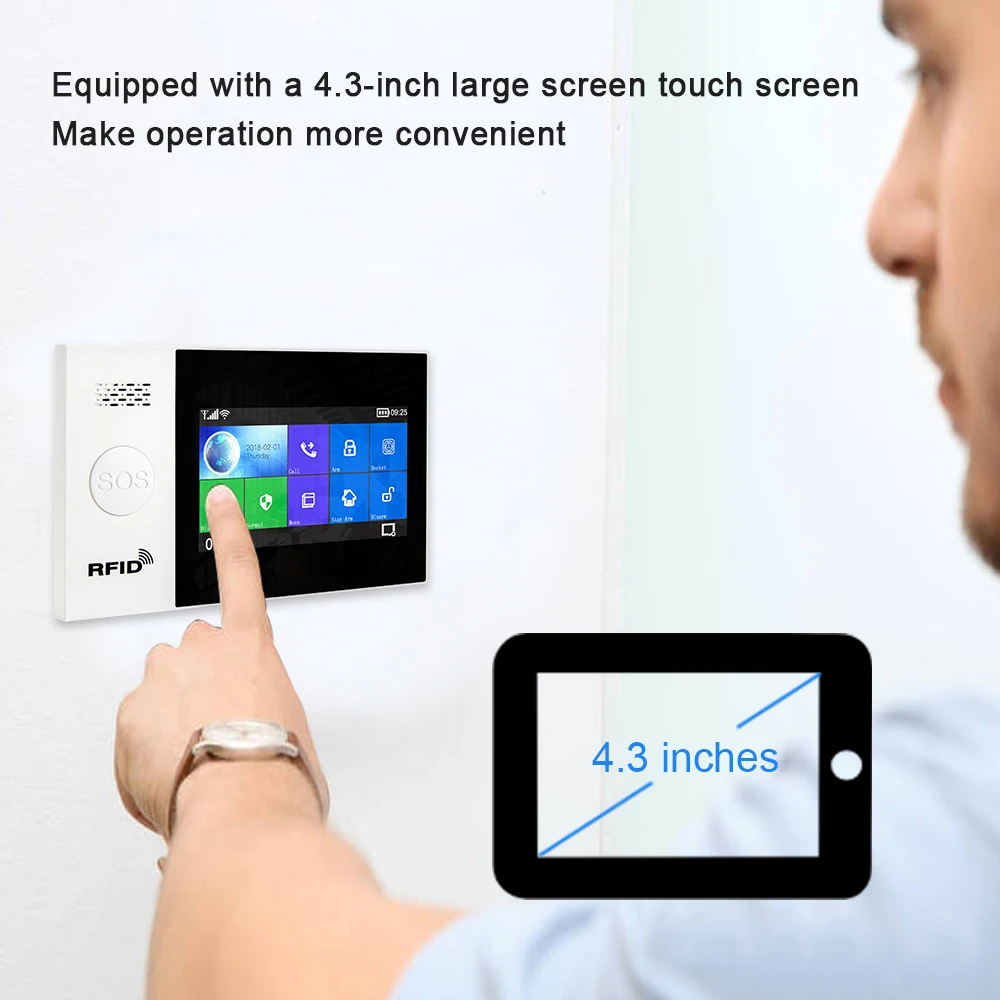 US $74.99 Tuya WiFi GSM home Security Protection smart Alarm System Touch screen Burglar kit Mobile APP Remote Control RFID Arm and Disarm