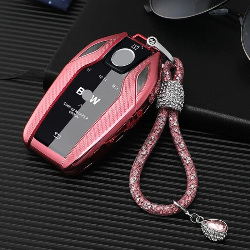 TPU+Carbon fiber grain Car LED Display Key Cover Key Case for BMW 5 7 series G11 G12 G30 G31 G32 i8 I12 I15 G01 X3 G02 X4 G05 X5