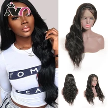 NY Hair 13*4 кружевные передние человеческие волосы парики Малайзия тело предварительно сорванные Детские волосы 8-28 дюймов не Реми волосы кружева передние парики