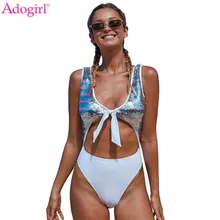 Adogirl многоцветный Блестящий купальник с вырезами и блестками, сексуальный купальник с завязками спереди и v-образным вырезом, Женский Монокини Без Рукавов