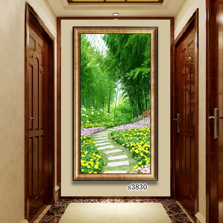 

Modern Abstract Oil Painting Print on Canvas Bamboo forest Landscape Canvas Art Printing Wall Art Picture for Home Decor