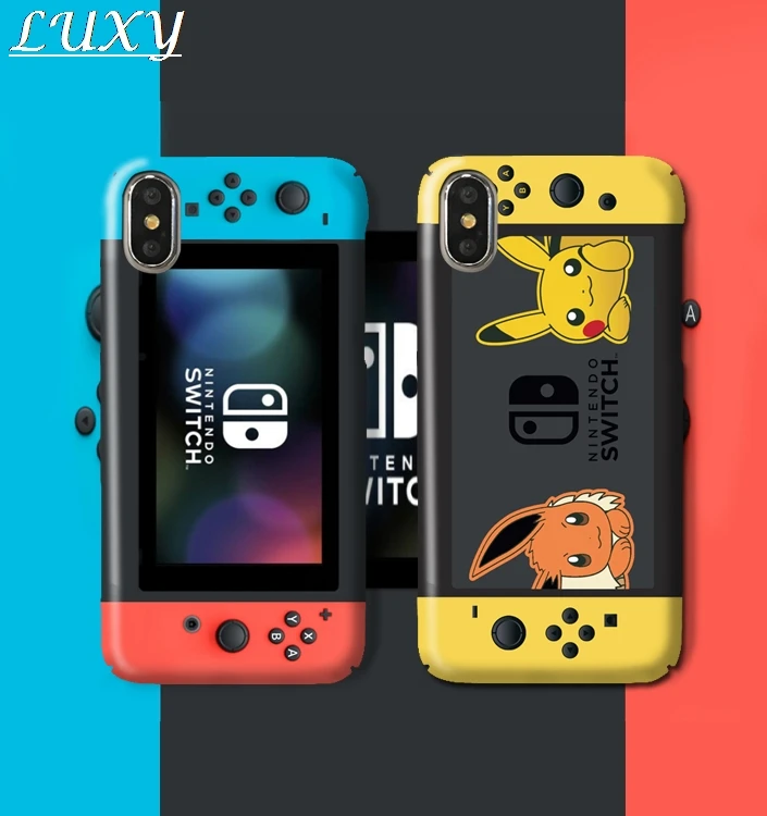 

Gamepad Game machine SWITCH Pocket Monsters Pikachus Eevee Cover For iPhone X XS Max Xr 7 8 6 Plus Hard crafts Case Fundas