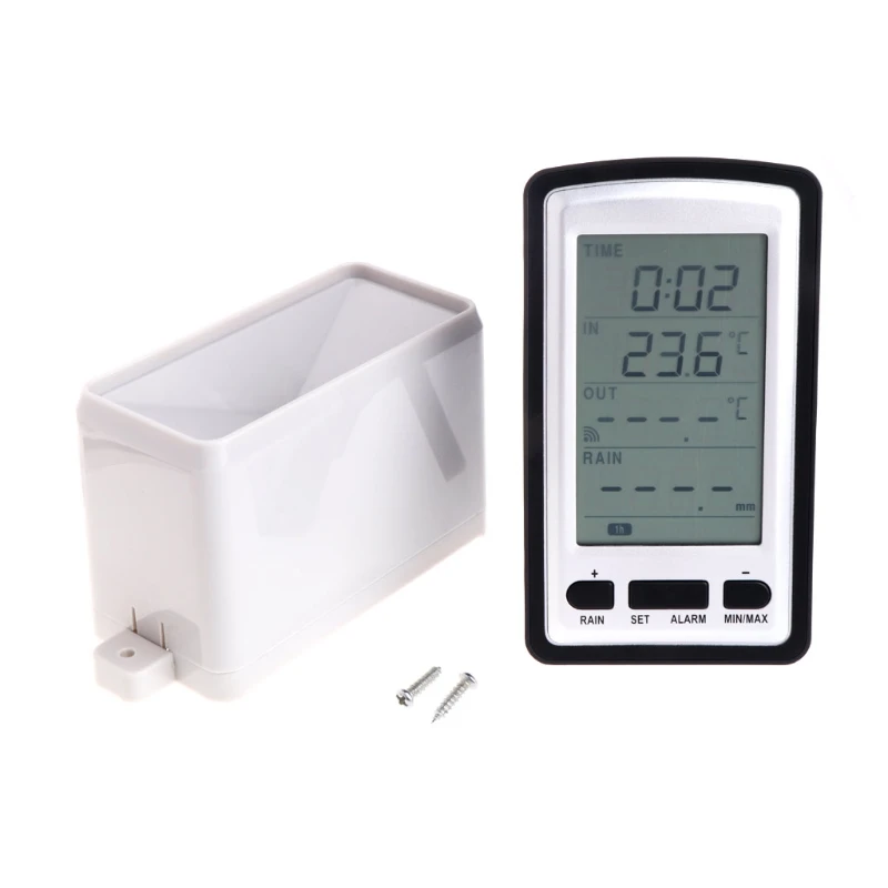 Wireless Rain Meter Gauge Weather Station indoor/outdoor temperature Recorder