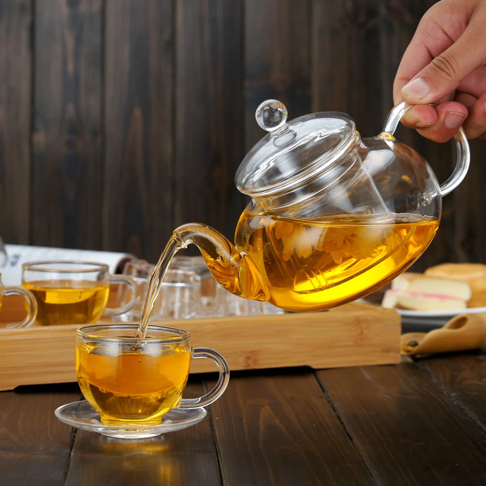 600/800/1000MLClear Glass Teapots Heat resistant Milk Mug Coffee Tea Cup Leaf Tea Infuser