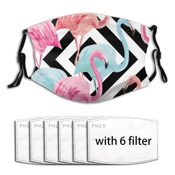 

Washable Face Breathing Mask Reusable Anti Dust Mouth Mask Summer Pink And Blue Flamingo Geometric Mask For Adults